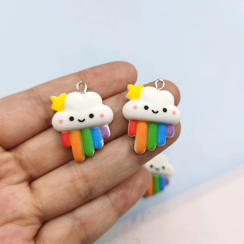 10pcs Korea Rainbow Star Cloud Charms For Jewlery Making