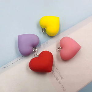 10pcs Red Heart Silica Gel Charms DIY Jewelry Findings C498