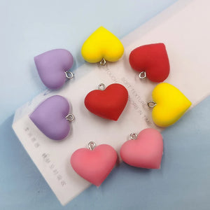 10pcs Red Heart Silica Gel Charms DIY Jewelry Findings C498