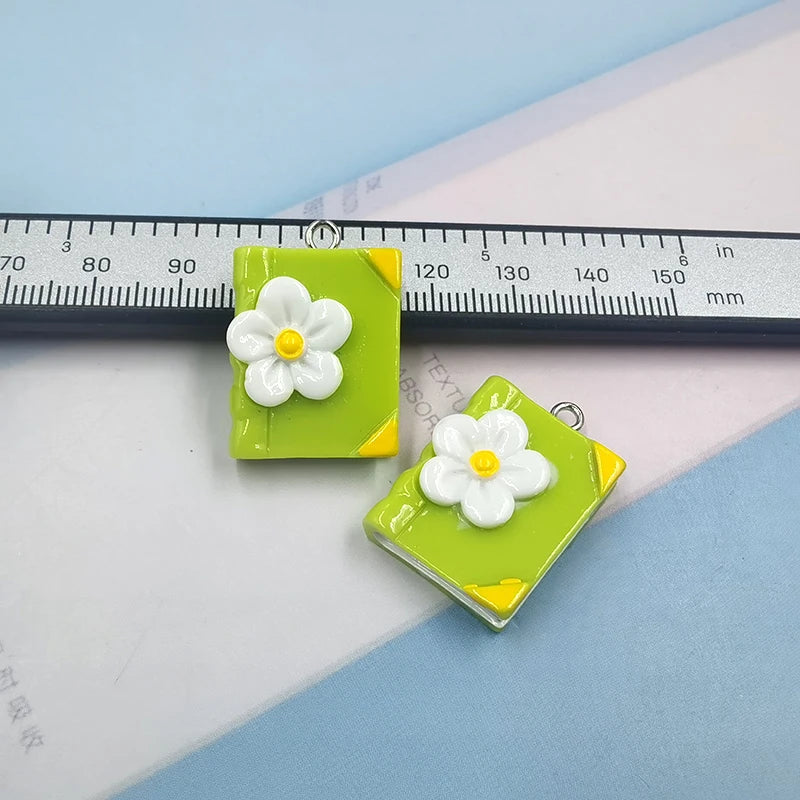 10pcs Colorful Book Resin Charms for DIY Jewelry Making