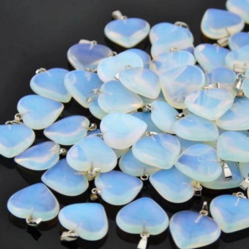 10pcs/LOT Moonstone Love Heart Charms for Jewelry Making