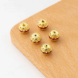 10pcs 10mm Copper Rhinestone Round Hollow Spacer Beads for DIY Jewelry Making