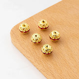 10pcs 10mm Copper Rhinestone Round Hollow Spacer Beads for DIY Jewelry Making