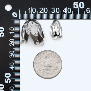 10pcs Large Flower Bead Caps 16/22mm Rhodium Plated Brass Tulip Cap