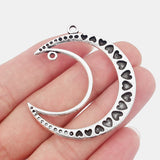 10pcs Crescent Moon & Hearts Charms Pendants 51x46mm