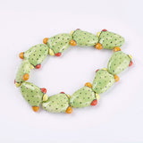 10pcs Green Cactus Ceramic Beads for DIY Jewelry Making