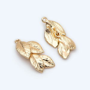 10pcs Leaf Charm, Real 18K Plated Charm, Jewelry Making Supplies