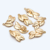 10pcs Leaf Charm, Real 18K Plated Charm, Jewelry Making Supplies