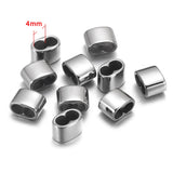 10pcs Leather Cord Beads Two Hole Spacer Beads Stainless Steel Accessories