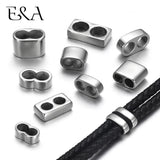 10pcs Leather Cord Beads Two Hole Spacer Beads Stainless Steel Accessories