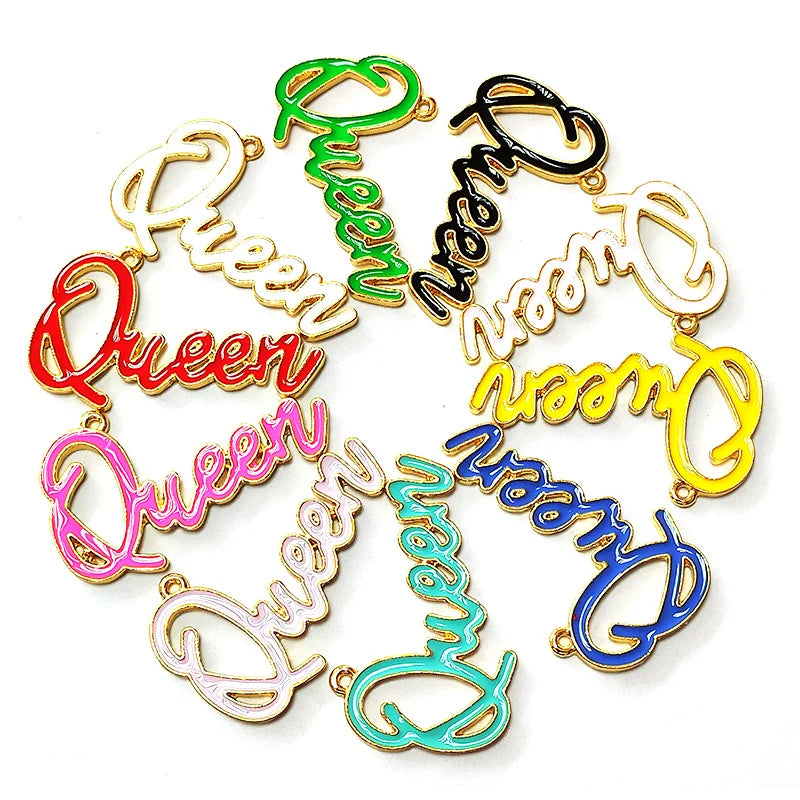 10pcs Letter Charms Queen for Jewelry Making