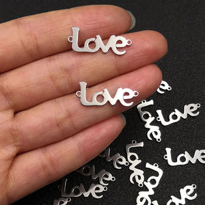 10pcs LOVE Stainless Steel Pendant DIY Jewelry Findings