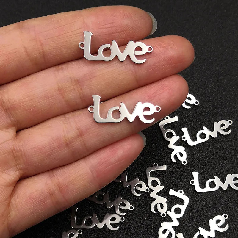 10pcs LOVE Stainless Steel Pendant DIY Jewelry Findings
