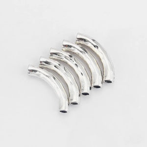 10pcs Long Bent Tube Slide Spacer 6mm Round Leather Cord Jewelry Making