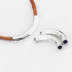 10pcs Long Bent Tube Slide Spacer 6mm Round Leather Cord Jewelry Making