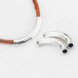 10pcs Long Bent Tube Slide Spacer 6mm Round Leather Cord Jewelry Making