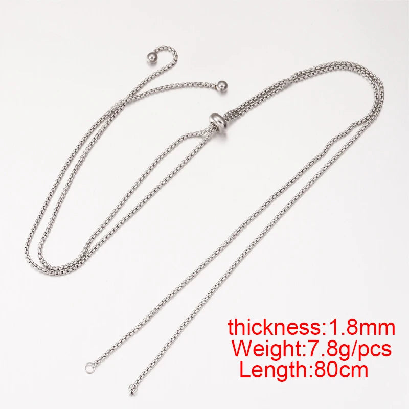 10pcs 1.8mm Stainless Adjustable Bolo Chain Necklace