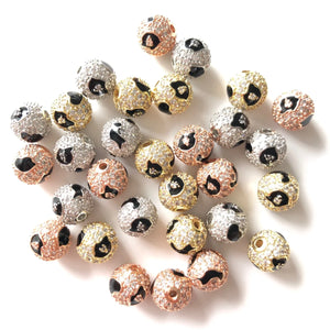 10pcs 10mm Leopard Print Zirconia Ball Spacers for Jewelry Accessory