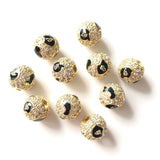 10pcs 10mm Leopard Print Zirconia Ball Spacers for Jewelry Accessory