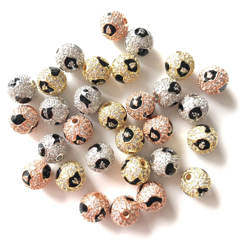 10pcs 10mm Leopard Print Zirconia Ball Spacers for Jewelry Accessory