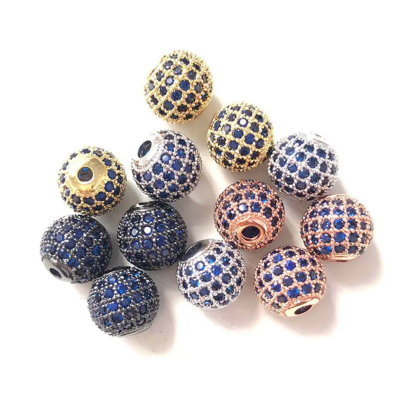 10pcs 10mm Zirconia Disco Ball Spacer Beads Rhinestone Brass Jewelry Finding