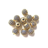 10pcs 10mm Zirconia Disco Ball Spacer Beads Rhinestone Brass Jewelry Finding
