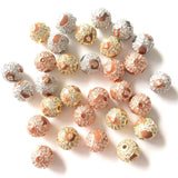 10pcs 10mm Brwn Leopard Print Zirconia Paved Ball Spacers Beads