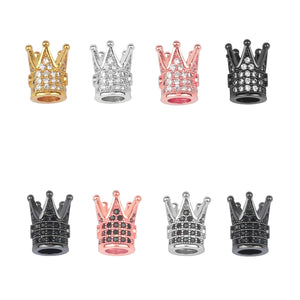 10mm CZ Spacer Crown Bead Brass Pave Cubic Zirconia Beads Jewelry DIY