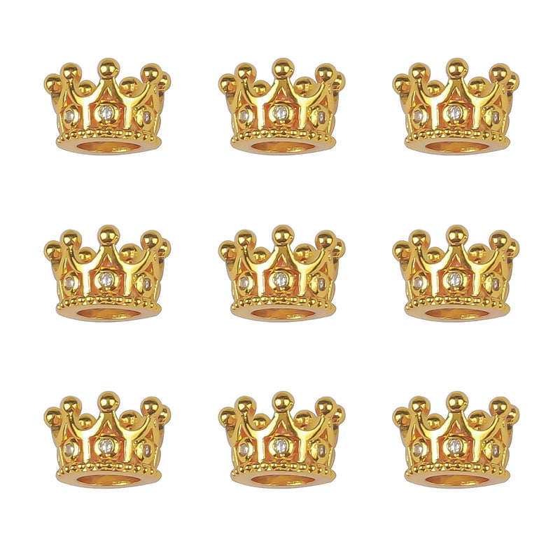 10pcs 10mm CZ Spacer Crown Bead Brass Micro Pave Cubic Zirconia Beads