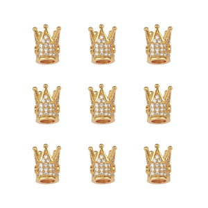 10mm CZ Spacer Crown Bead Brass Pave Cubic Zirconia Beads Jewelry DIY