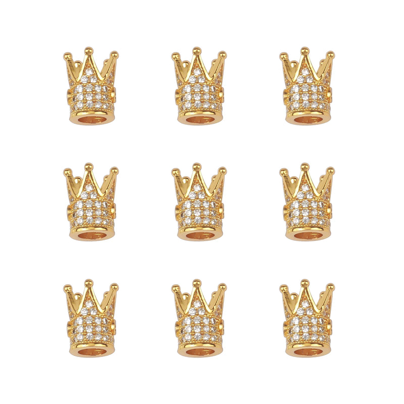 10mm CZ Spacer Crown Bead Brass Pave Cubic Zirconia Beads Jewelry DIY