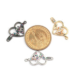 10pcs 10mm CZ Spacer Heart Beads Brass Micro Pave Cubic Zirconia Beads