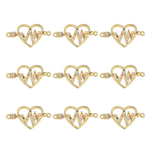 10pcs 10mm CZ Spacer Heart Beads Brass Micro Pave Cubic Zirconia Beads