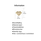 10mm CZ Spacer Heart Beads Brass Pave Zirconia Jewelry DIY Charms
