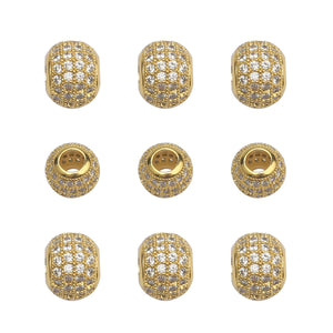 10mm CZ Spacer Round Bead Brass Micro Pave Cubic Zirconia Beads