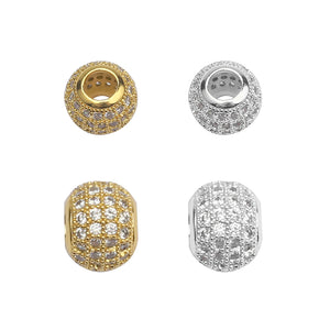 10mm CZ Spacer Round Bead Brass Micro Pave Cubic Zirconia Beads