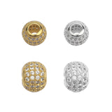 10mm CZ Spacer Round Bead Brass Micro Pave Cubic Zirconia Beads