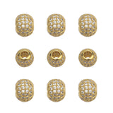 10mm CZ Spacer Round Bead Brass Micro Pave Cubic Zirconia Beads