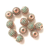 10pcs 10mm Green Disco Beads Crystal Stone Micro Pave Ball Spacers