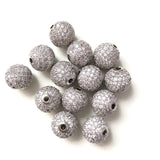 10pcs 12mm Clear Disco Ball Spacers Beads Bling Zirconia Paved Accessory
