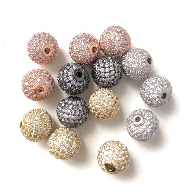 10pcs 12mm Clear Disco Ball Spacers Beads Bling Zirconia Paved Accessory