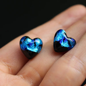 10pcs 12mm Heart Glass Beads Lampwork Foil Jewelry Making