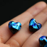 10pcs 12mm Heart Glass Beads Lampwork Foil Jewelry Making