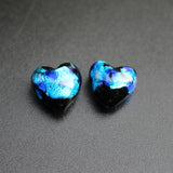 10pcs 12mm Heart Glass Beads Lampwork Foil Jewelry Making