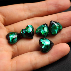 10pcs 12mm Heart Shape Lampwork Glass Beads Green