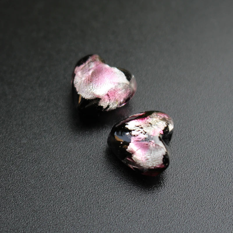 10pcs 12mm Heart Lampwork Glass Beads Light Purple for Jewelry Making
