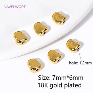 10pcs Brass 18K Plated Flat Spacer Beads Loose Beads For Jewelry Making