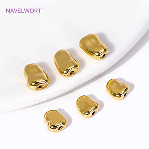 10pcs Brass 18K Plated Flat Spacer Beads Loose Beads For Jewelry Making