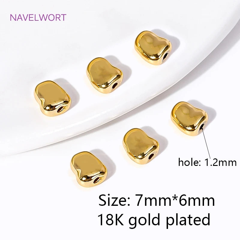 10pcs Brass 18K Plated Flat Spacer Beads Loose Beads For Jewelry Making