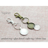 10pcs 20mm Blank Keychain Cabochons Pendant Tray+25mm Split Ring+20mm Glass Dome